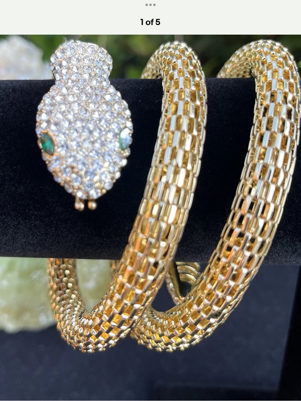 Gold Snake Wrap Bracelet with Crystal Pavé Head